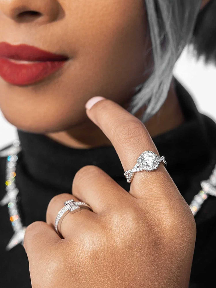 Classic Twist Halo Moissanite Engagement Ring