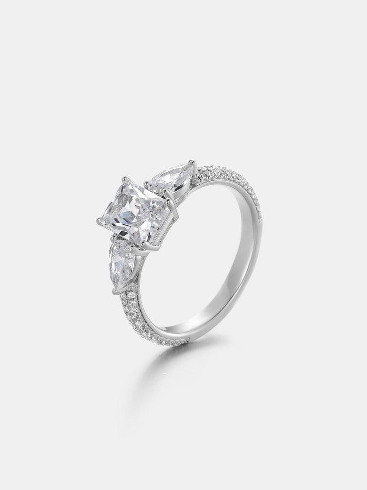 Radiant Cut Moissanite Three Stone Engagement Ring