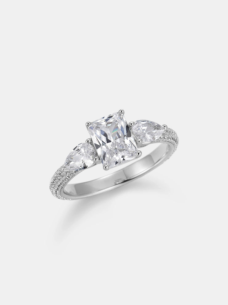 Radiant Cut Moissanite Three Stone Engagement Ring