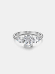 Radiant Cut Moissanite Three Stone Engagement Ring