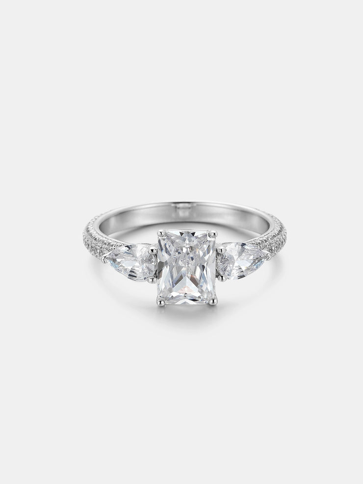 Radiant Cut Moissanite Three Stone Engagement Ring