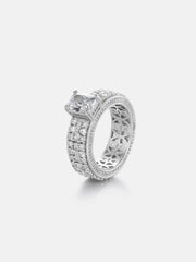 Radiant Solitaire Moissanite Triple Row Petal Eternity Ring