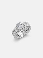 Radiant Solitaire Moissanite Triple Row Petal Eternity Ring