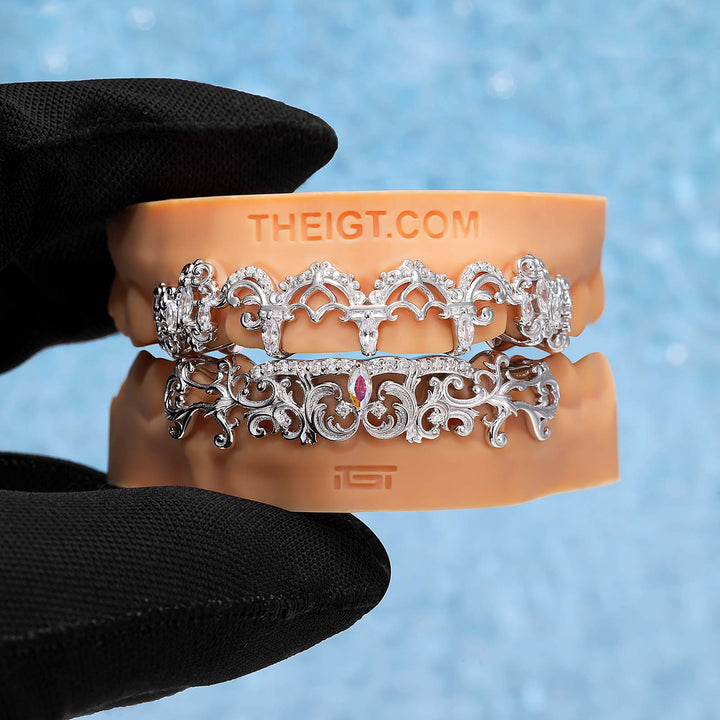 Rainbow Moissanite Baroque Filigree Grillz