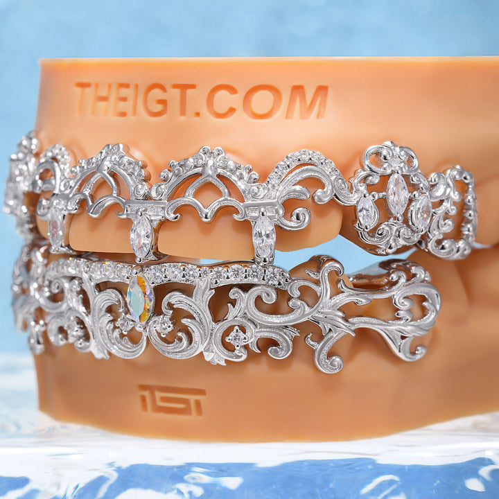Rainbow Moissanite Baroque Filigree Grillz