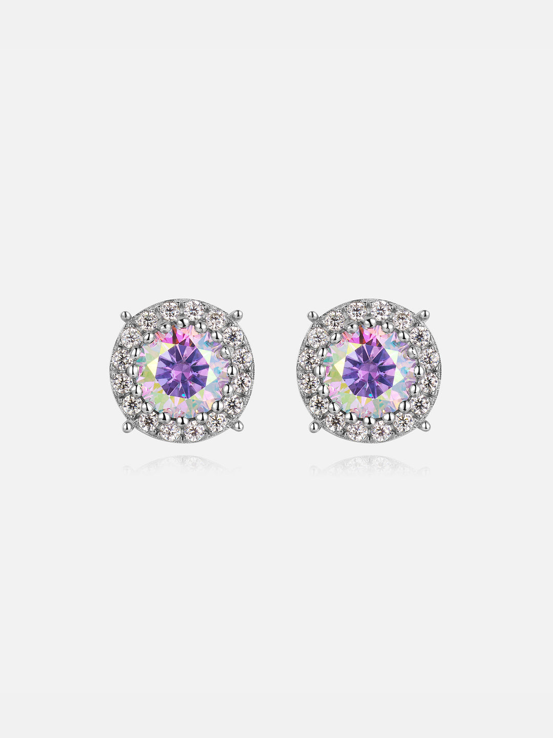 Rainbow Moissanite Cluster Solitaire Earrings