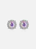 Rainbow Moissanite Cluster Solitaire Earrings