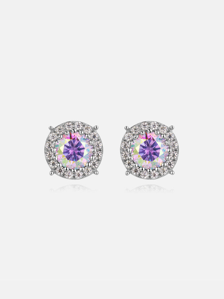 Rainbow Moissanite Cluster Solitaire Earrings