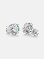 Rainbow Moissanite Cluster Solitaire Earrings