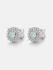 Rainbow Moissanite Cluster Solitaire Earrings