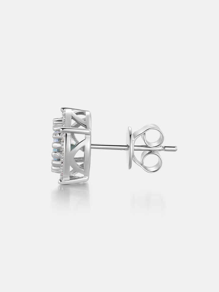 Rainbow Moissanite Cluster Solitaire Earrings