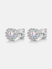 Rainbow Moissanite Crown Stud Earrings