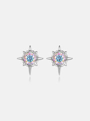 Rainbow Moissanite Eight Pointed Star Stud Earrings