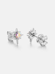Rainbow Moissanite Eight Pointed Star Stud Earrings