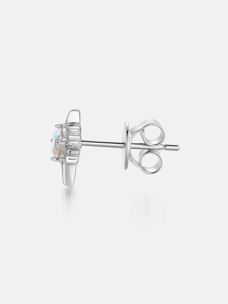 Rainbow Moissanite Eight Pointed Star Stud Earrings