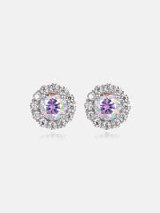 Rainbow Moissanite Flower Cluster Stud Earrings