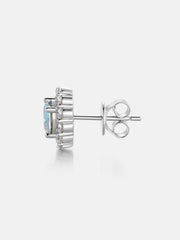 Rainbow Moissanite Flower Cluster Stud Earrings
