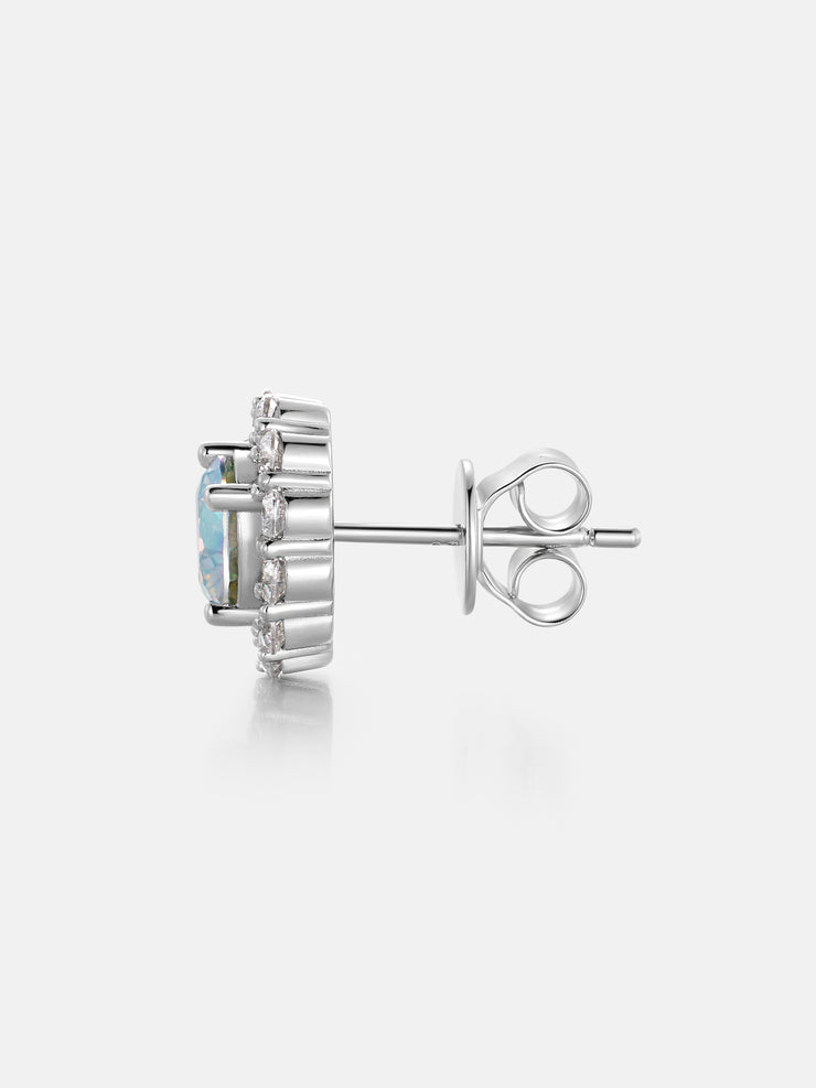 Rainbow Moissanite Flower Cluster Stud Earrings