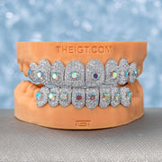 Rainbow Moissanite Honeycomb Setting Grillz