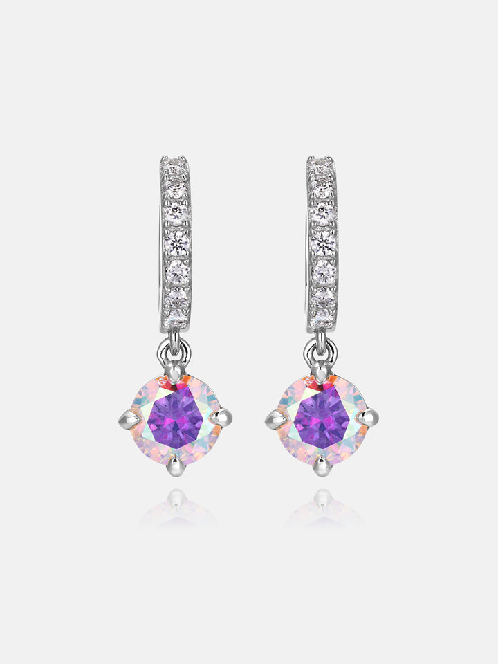 Rainbow Moissanite Hoop Dangle Earrings