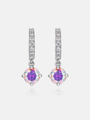 Rainbow Moissanite Hoop Dangle Earrings