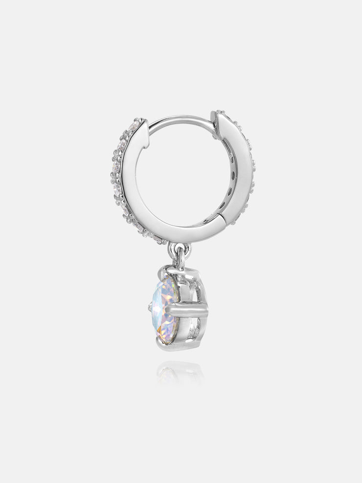 Rainbow Moissanite Hoop Dangle Earrings
