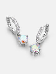 Rainbow Moissanite Hoop Dangle Earrings