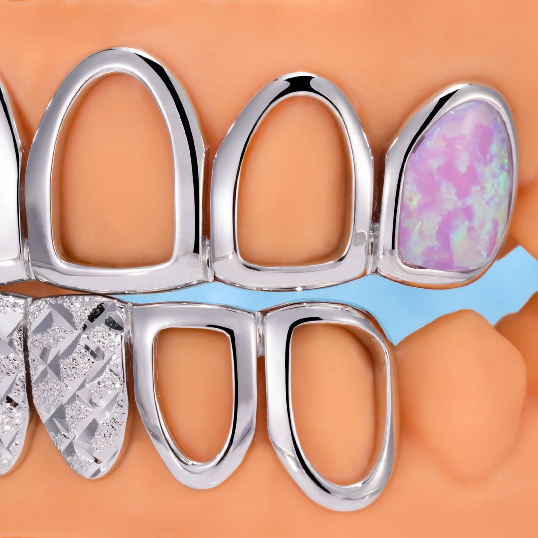 Rainbow Opal Diamond Cut Custom Grillz