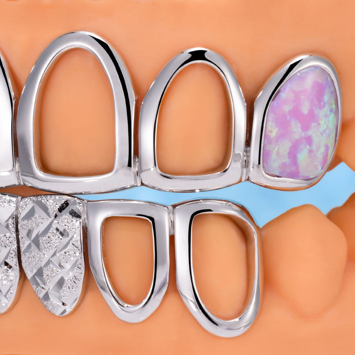 Rainbow Opal Diamond Cut Custom Grillz