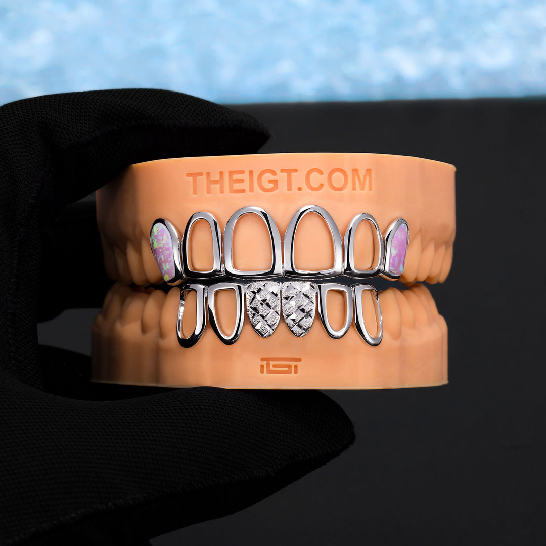 Rainbow Opal Diamond Cut Custom Grillz