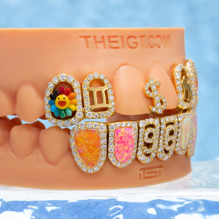 Rainbow Opal "$ & 96" Sunflower Iced Grillz