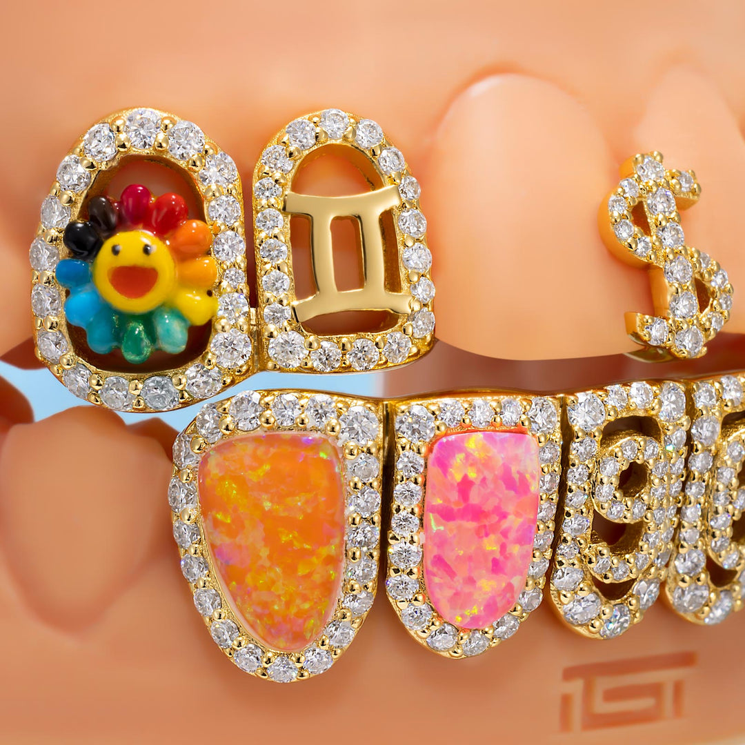 Rainbow Opal "$ & 96" Sunflower Iced Grillz