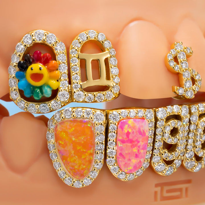 Rainbow Opal "$ & 96" Sunflower Iced Grillz