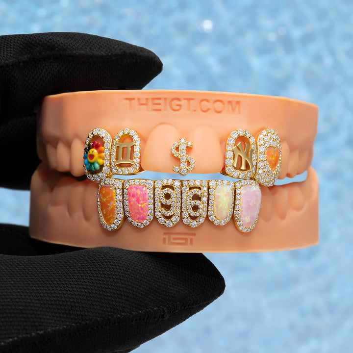 Rainbow Opal "$ & 96" Sunflower Iced Grillz