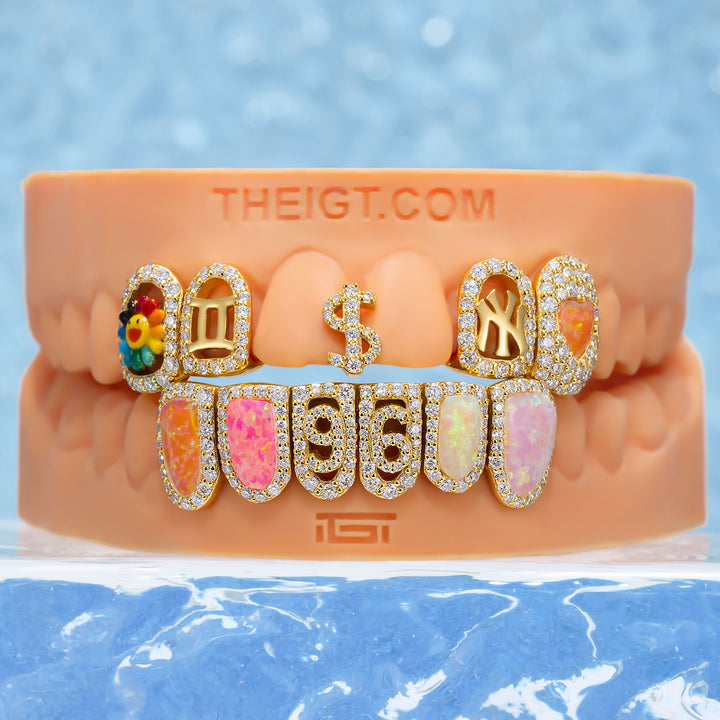 Rainbow Opal "$ & 96" Sunflower Iced Grillz