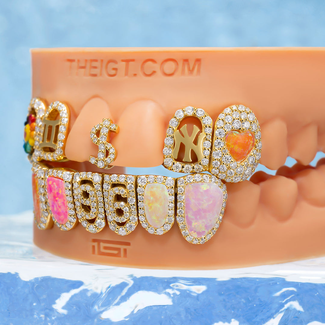 Rainbow Opal "$ & 96" Sunflower Iced Grillz