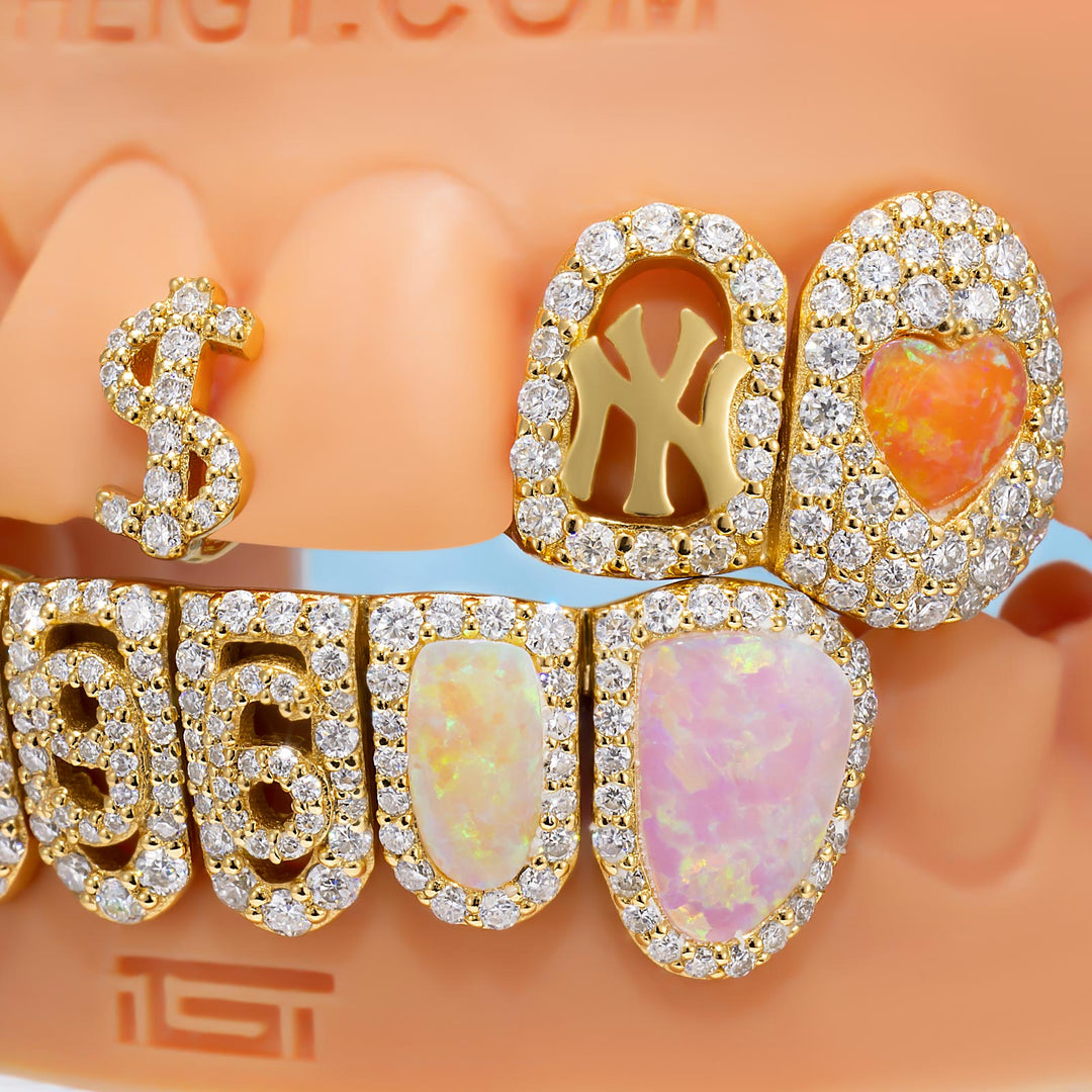 Rainbow Opal "$ & 96" Sunflower Iced Grillz