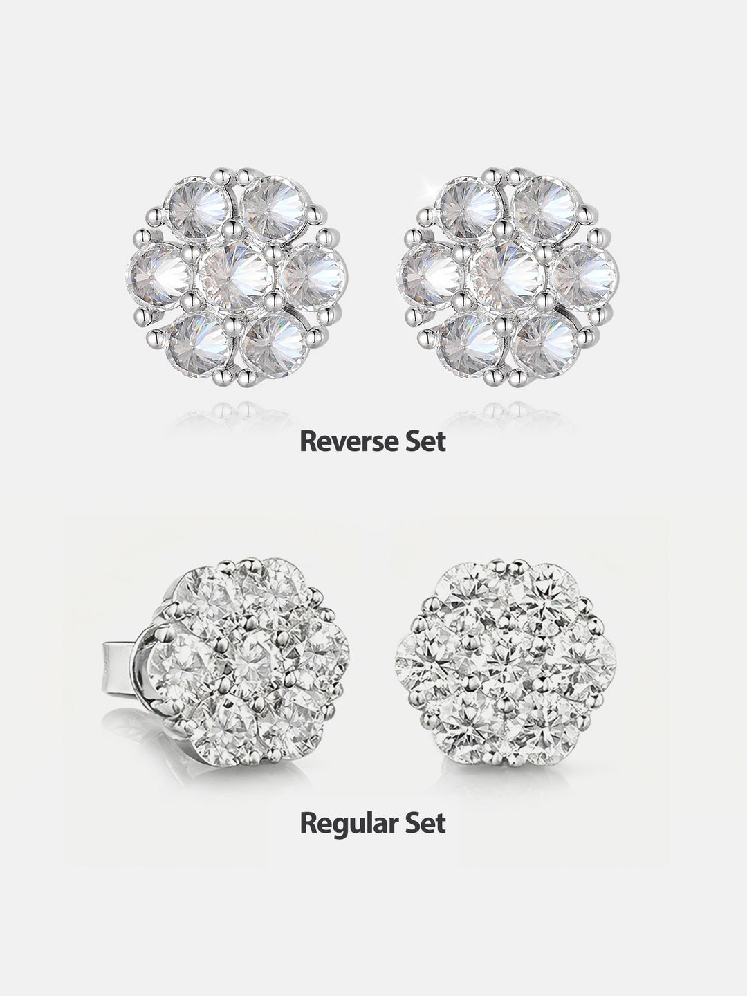 Moissanite Reverse Set Spike Cluster Studs Earrings