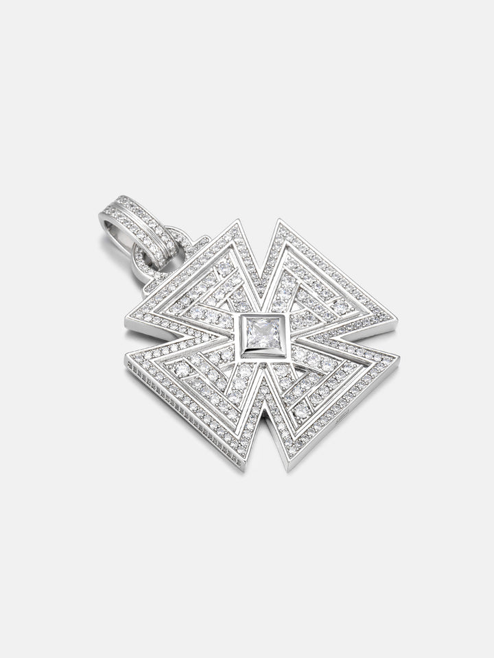 Reversible Iron Cross Moissanite Photo Pendant
