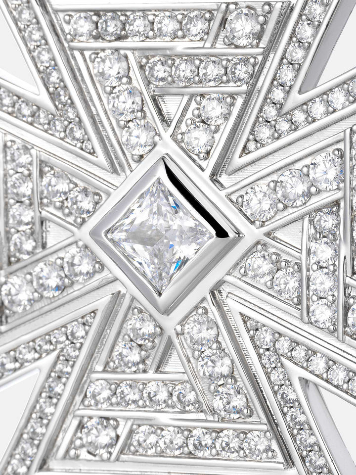 Reversible Iron Cross Moissanite Photo Pendant