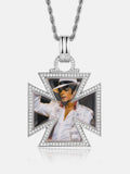 Reversible Iron Cross Moissanite Photo Pendant