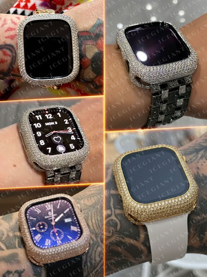 46mm Moissanite Bezel Case Cover For Apple Watch Series 10/ 11