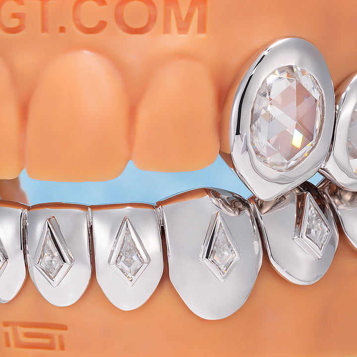 Rose Cut & Rhombus Bezel Iced Out Grillz - ICEGIANT