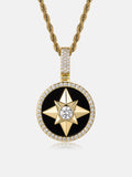 Rotatable Black Agate North Star Moissanite Pendant - ICEGIANT