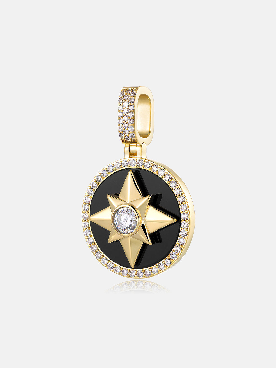 Rotatable Black Agate North Star Moissanite Pendant