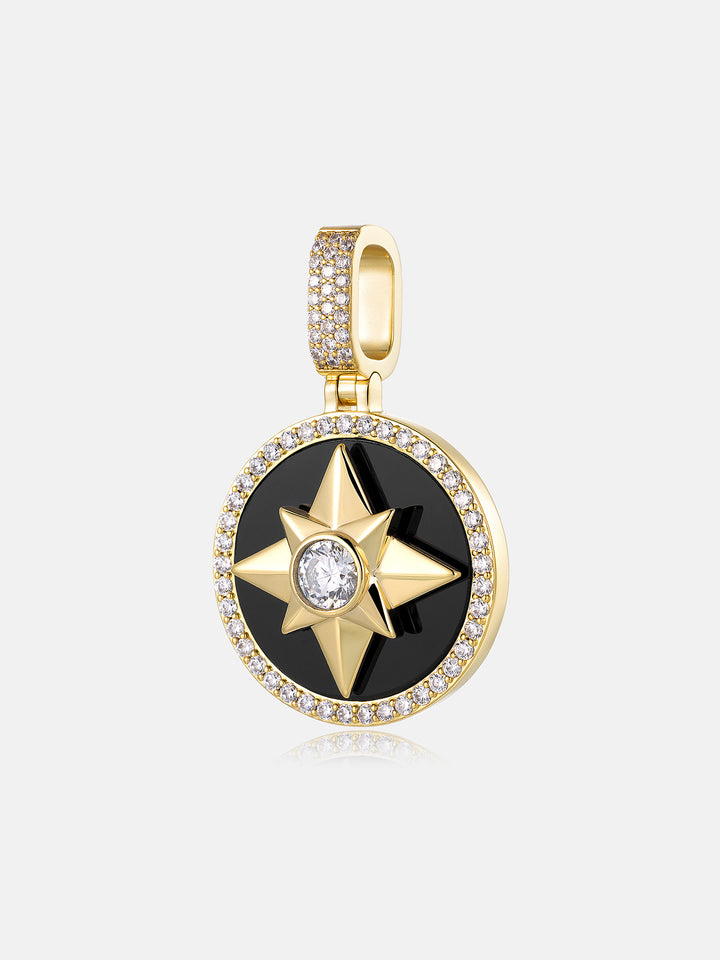 Rotatable Black Agate North Star Moissanite Pendant