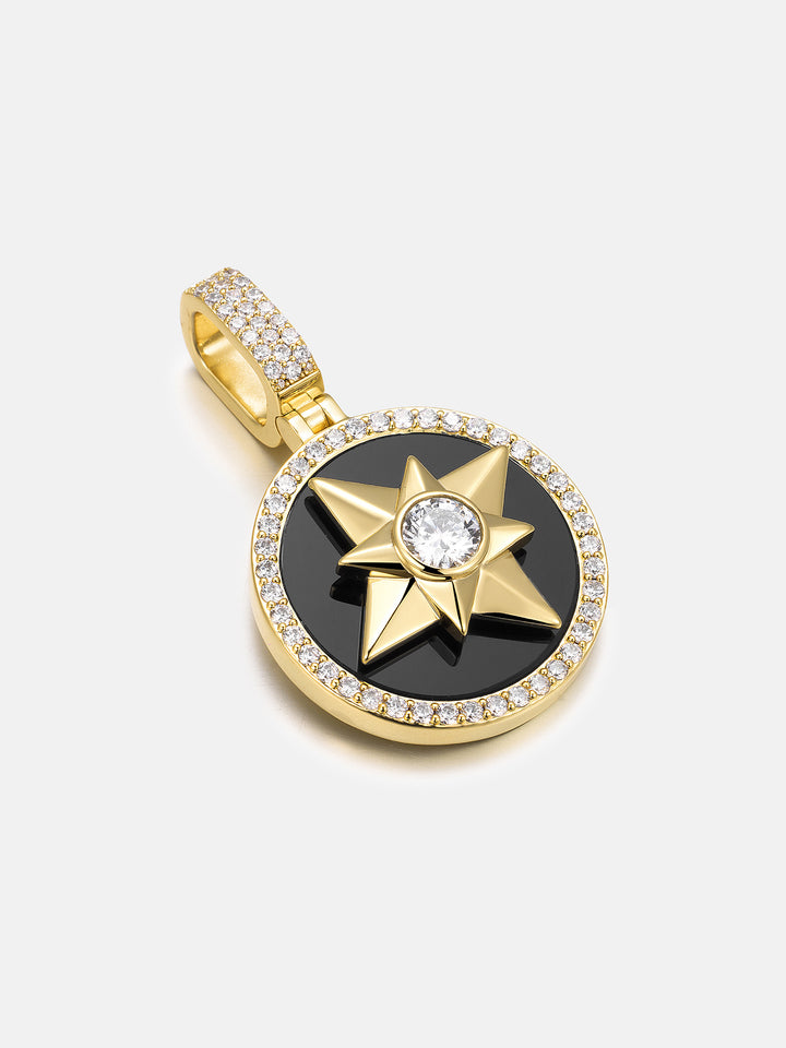 Rotatable Black Agate North Star Moissanite Pendant