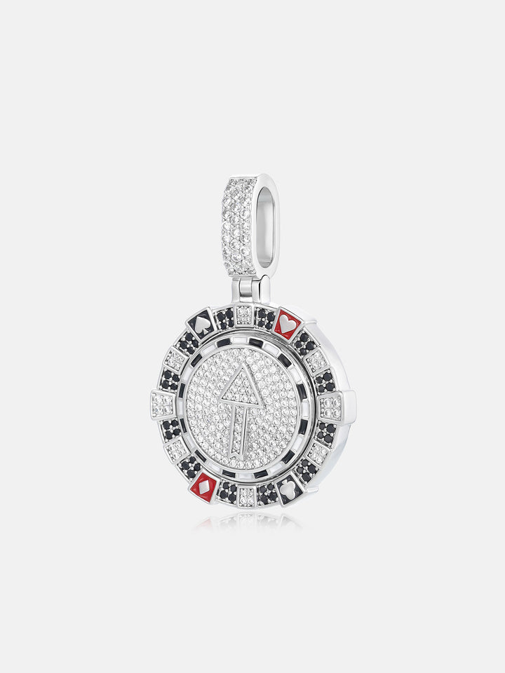 Rotating Poker Chip Moissanite Pendant