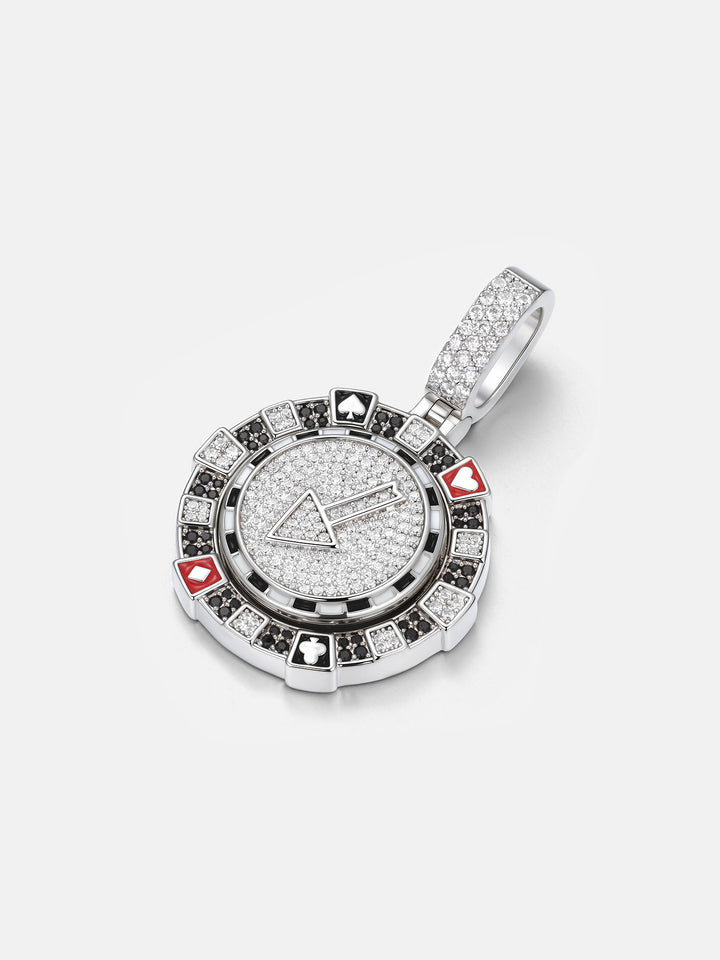 Rotating Poker Chip Moissanite Pendant