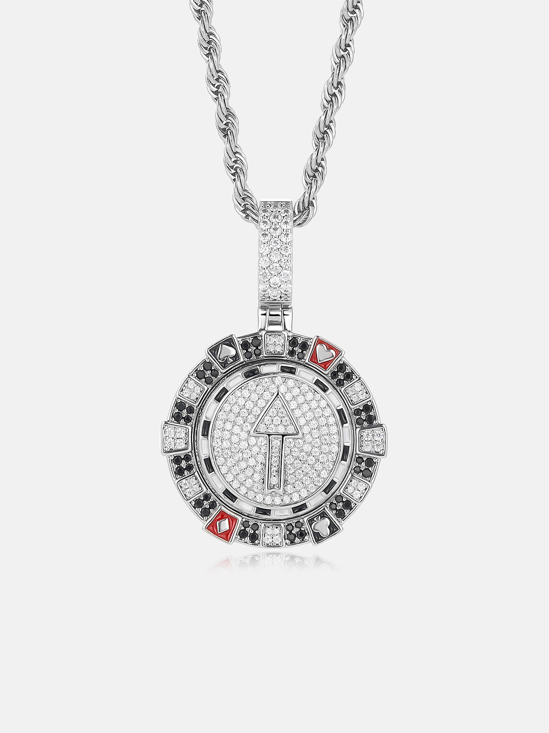 Rotating Poker Chip Moissanite Pendant